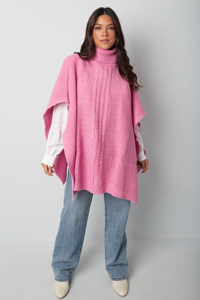 Einfach gestrickter Poncho – rosa h5 Bild3